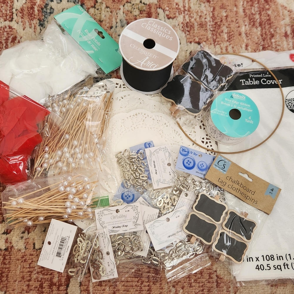 ☀️3/$15 Wedding Craft Supplies Bundle with Ribbons and decor